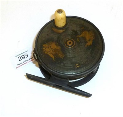 Lot 299 - A Hardy 3 1/2"; Brass Faced 'Perfect' Fly Reel, with fat ivory handle, rod in hand trademark...
