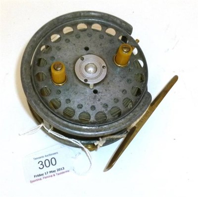 Lot 300 - A Hardy 4"; Alloy 'Silex No.2' Reel, with twin white handles on pierced drum, 3-screw drum...