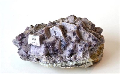 Lot 462 - Purple Fluorite Crystals with Pyrite Crystals, Frazer's Hush Mine, Rookhope, Co Durham, 22cm...