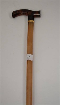 Lot 477 - A Horn and Tortoiseshell Walking Stick, circa 1890, the arched tortoiseshell handle with yellow...