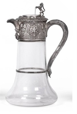 Lot 414 - A Victorian Silver Mounted Claret Jug, Richards & Brown, London 1880, the plain glass body with...