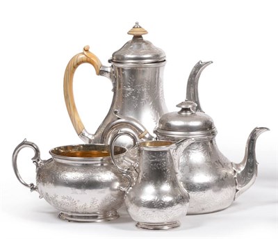 Lot 421 - A Victorian Silver Four Piece Tea Service, R & S Garrard & Co, London 1845, comprising coffee...