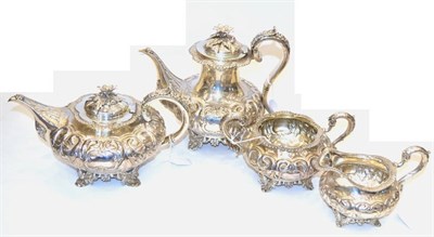 Lot 425 - An Irish Silver Four Piece Tea Service, Robert W Smith, Dublin 1835, comprising coffee pot, teapot