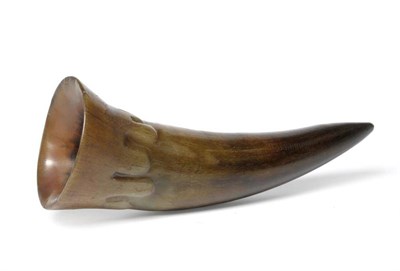 Lot 110 - A Rhinoceros Horn Cup, 19th century, the broadest end with carved undulating rim in high...