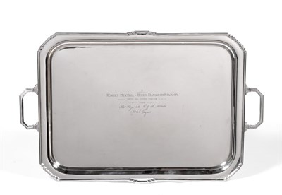 Lot 433 - An Art Deco Silver Twin-Handled Tray, Frank Cobb & Co Ltd, Sheffield 1934, rectangular with stepped