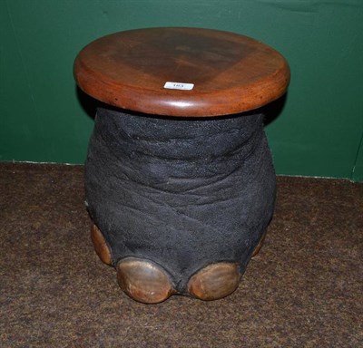 Lot 183 - Elephant (Loxodonta africana), circa 1964, foot table, hardwood lined and with removable...