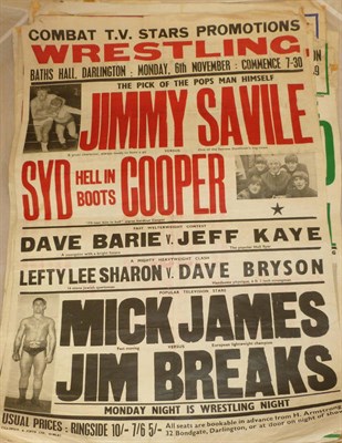 Lot 4 - Twenty Three 1960's Promotional Wrestling Posters, for The Baths Hall, Darlington, black and...