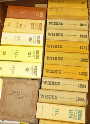 Lot 11 - Cricket Memorabilia, comprising nineteen Wisden's Cricket Almanacks from 1946 to 2007, an autograph