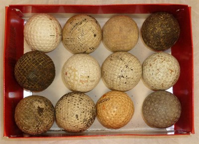 Lot 15 - Twelve Vintage Golf Balls, including a Craig Park bramble, Silver King mesh pattern etc; Book -...