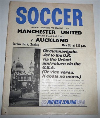 Lot 17 - A Signed Manchester United v Auckland  Official Souvenir Football Programme 1967, game played...