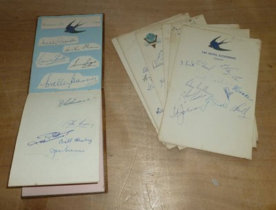 Lot 20 - Nine 1950's Football Team Signatures on Separate Cards - three Manchester United circa 1950,...