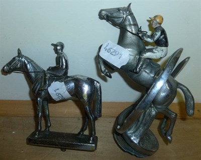 Lot 38 - A Chromium Plated Car Mascot in the Form of a Horse and Jockey Jumping Through a Horseshoe, the...