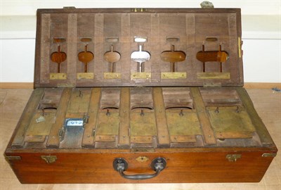 Lot 52 - A Walnut Racecourse Totalisator Box, numbered 169, the double hinged lid enclosing six...