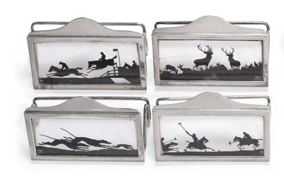 Lot 457 - A Set of Four Edwardian Silver Menu or Place Card Holders, Elkington & Co, London 1908, each...