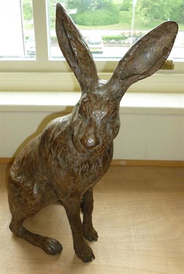 Lot 68 - William Wilson - 'The Pausing Hare', modern textured bronze figure, produced in a limited...