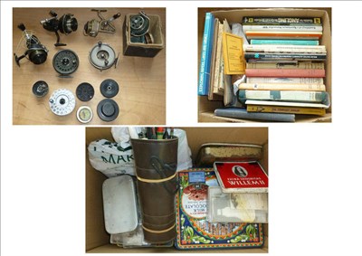 Lot 91 - Mixed Tackle, including Gemina, Intrepid, Mitchell and other reels, Gregory and other cane...