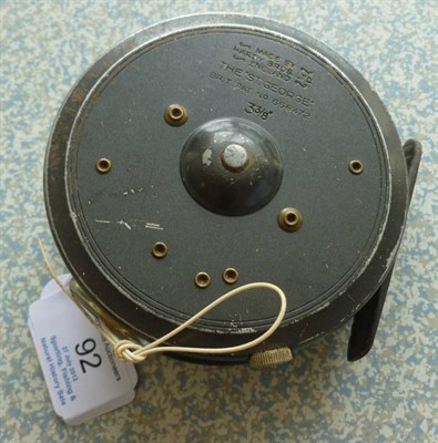 Lot 92 - A Hardy 3 3/8inch Alloy 'St.George' Fly Reel, with slim black handle, pierced drum, two screw...