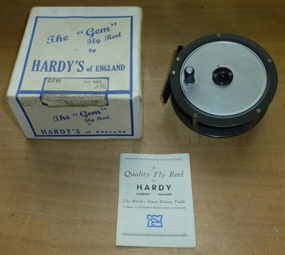 Lot 98 - A Hardy 3 5/8inch Alloy 'Gem' Fly Reel, with plastic foot and check button, in original card box