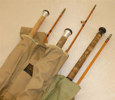 Lot 107 - Four 2pce Split Cane Spinning Rods:- Hardy 'Wanless 9/10lbs'; Hardy Neo Cane 'Egret'; Sharpes...