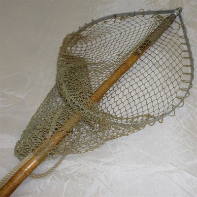 Lot 108 - A Hardy Combined Bamboo Wading Stick and Landing Net, with brass fittings, folding alloy net,...