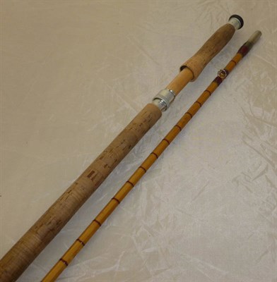 Lot 132 - A 12ft 3pce Split Cane 'Salmon Fly Rod' by R. James, Shilbottle, Alnwick 1994, with burgundy...