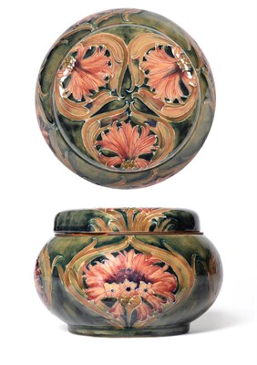 Lot 485 - A William Moorcroft Macintyre Revived Cornflower Pattern Tobacco Jar and Cover, circa 1912, on...