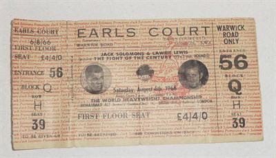 Lot 5 - A World Heavyweight Boxing Championship Ticket - Muhammad Ali Vs Brian London 1966, original unused