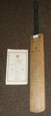 Lot 20 - A Tony Lock Autograph Cricket Bat Signed by Cricketers from the 1950's, pen signatures, with...