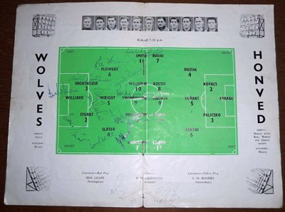 Lot 42 - A Signed Wolverhampton Wanderers Vs Honved Official Programme 1954, game played on the 13th...