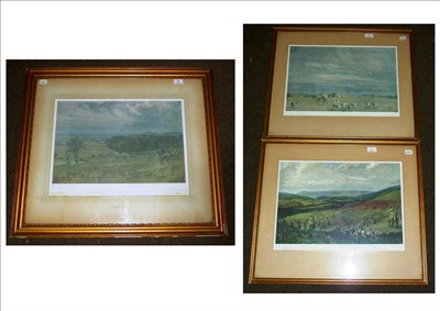 Lot 46 - Lionel Edwards - Hunting Scene, with the field following hounds  up across the downs,...