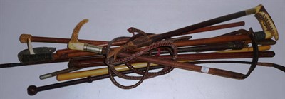 Lot 69 - Eleven Riding Crops and Whips, including two antler handled whips and two antler handle crops,...