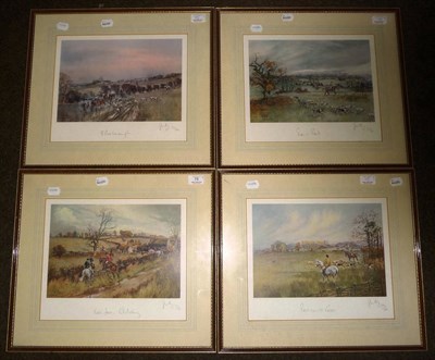 Lot 75 - John King - Vale of Aylesbury Hunting Scenes - `Racecourse Cover', `Edlesborough', `Thame...