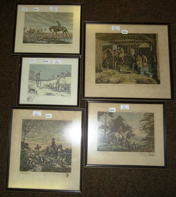 Lot 76 - Geoffrey Sparrow A.R.E. - Hunting Scenes, five coloured aquatint engravings, signed artists proofs