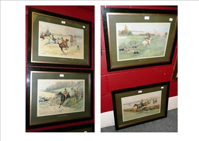 Lot 82 - After Lionel Edwards - `Leaving Cover; Tally Ho!; The Brook; and The Belle of the Hunt', a set...