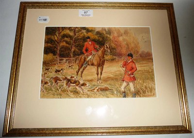 Lot 87 - George Anderson Short - "The Badsworth Hunt (AD1923), Carllton, Near Selby, Yorkshire", watercolour