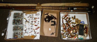 Lot 101 - Mixed Tackle, including a collection of flies and fly boxes, a quantity of spoons, Devons and other