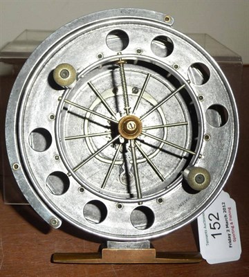 Lot 152 - An Allcock's 4 1/2-Inch Alloy 'Allcock Aerial' Reel, with twin tapered white handles, twelve spoked