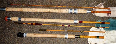 Lot 160 - Three Brough Hand Built Cane Rods:- 2pce 'Clip-Tip' small river rod with super sensitive quiver...