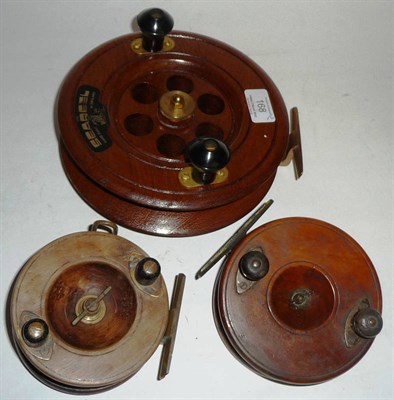 Lot 168 - Three Large Wooden Sea Reels, comprising an 8-Inch hand built 'Sea Reel' with brass fittings...