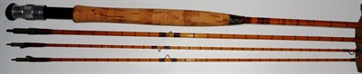 Lot 180 - A Hardy 3pce Split Cane 'The Gold Medal' Fly Rod, serial number E7104, with spare top, agate...