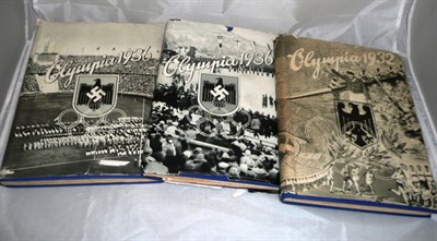 Lot 2 - Olympic Memorabilia, comprising a German 1932 Los Angeles Olympics picture album, two 1936...