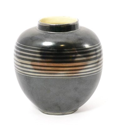 Lot 518 - Charles Catteau (1880-1966) for Boch Freres La Louviere Vase, black glazed with silver line...