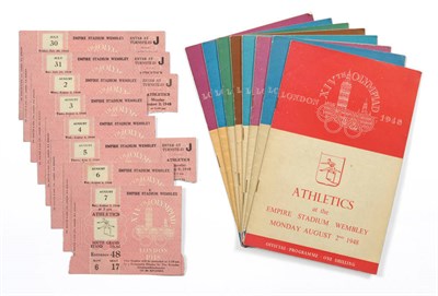 Lot 8 - A Set of 1948 London Olympics Athletic Programmes with Tickets, full set of eight programmes...