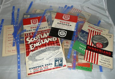 Lot 23 - Fifty Six Mixed 1950's Football Programmes, including England and Scotland Internationals, European