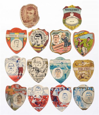 Lot 25 - Fourteen J. Baines of Bradford Sporting Shields Trade Cards - Daniel Coupe of Manchester City,...