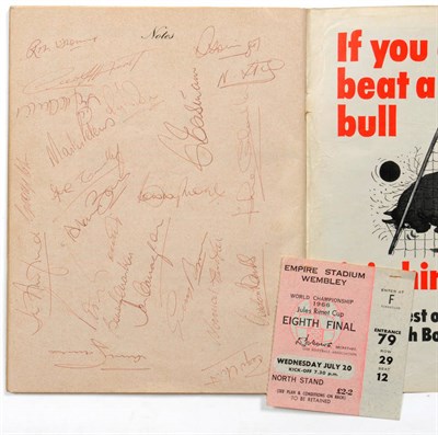 Lot 27 - A Signed Jules Rimet 1966 World Cup Football Championship Programme with Ticket Stub, with...