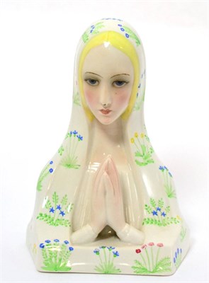 Lot 521 - "Madonna ": A Lenci Earthenware Bust, by Paola Bologna, 1932, modelled praying, with floral...