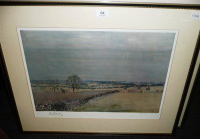 Lot 64 - Lionel Edwards - The York and Ainsty at Askham Bog, colour print, signed in pencil in the...