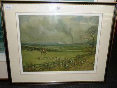 Lot 65 - Lionel Edwards - The Badsworth, Capt. Hon. Colin MacAndrew with Hounds at Frickley, colour...