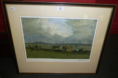 Lot 66 - Lionel Edwards - The Cheshire Hunt, Near Beeston Castle, colour print, signed in pencil in the...